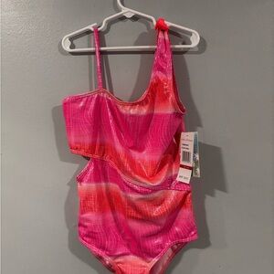 Pink Platinum Girls' One-Piece Swimsuit in Hot Pink & Coral